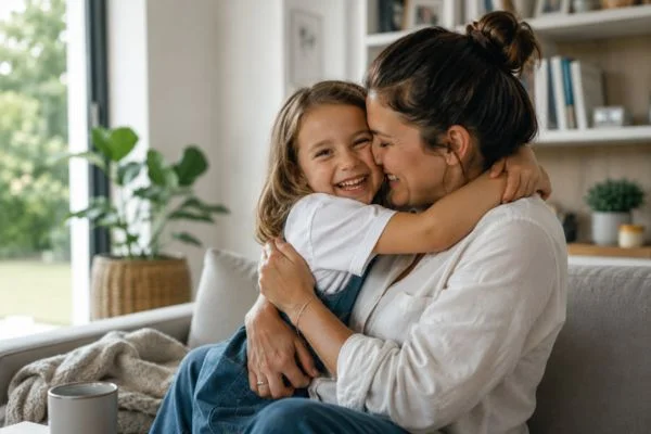happy child with parent after parenting plans Telford
